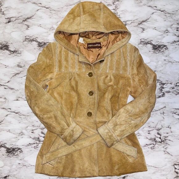 Splitend Ltd. Leather Jacket w/ Waist Tie Tan Women S Western Boho Cowboy - Picture 1 of 9